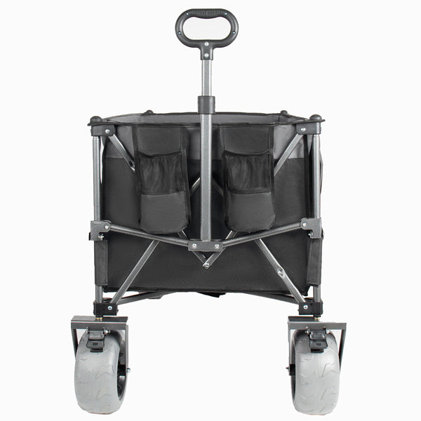 English Elm 52-inch Heavy Duty Folding Utility Wagon 560lb Capacity All Terrain Collapsible Cart Black+ Gray W2932P417661