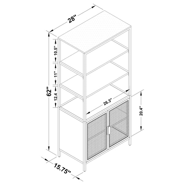 English Elm Kenneth Tall Metal and Pe Rattan Accent Cabinet with Open Shelves for Living Spaces B062P440090