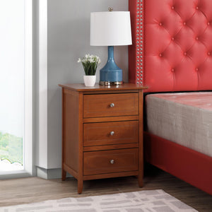 English Elm Timeless Oak Nightstand with 3 Drawers, 25"H x19"W x15"D Storage, Warm Oak Finish, Quick Assembly B078112151