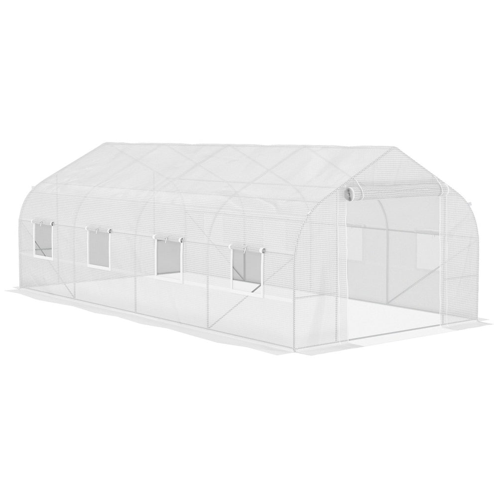English Elm Outsunny 20' X 10' Walk-In Tunnel Greenhouse - Durable Steel Frame, Mesh Windows & Zipper Door W2225P217788-GIGA