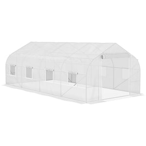 English Elm Outsunny 20' X 10' Walk-In Tunnel Greenhouse - Durable Steel Frame, Mesh Windows & Zipper Door W2225P217788-GIGA
