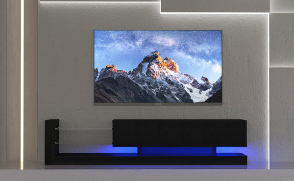 English Elm [new New Update Led Tv Stand with Power Outlet Fits 75 Inch Screens Modern Console Black W1701P413008