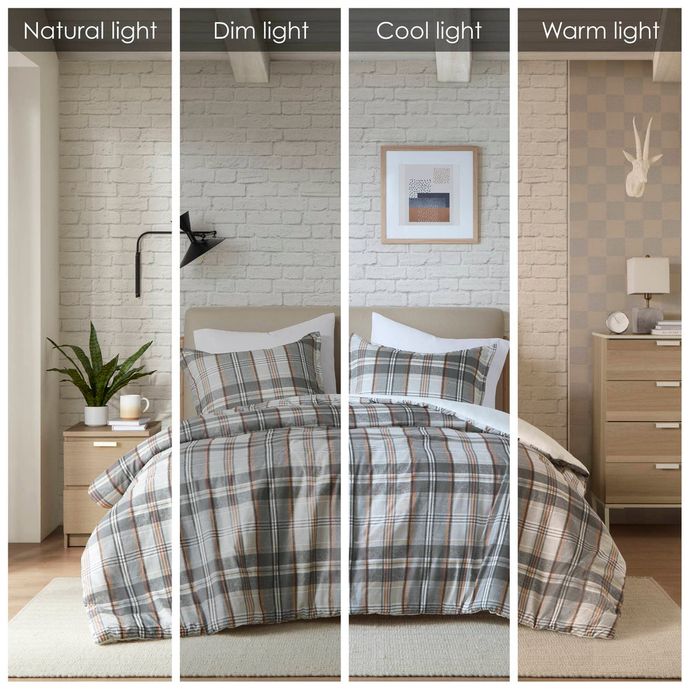 English Elm Plaid Twin/Twin XL Duvet Cover Set - 100% Microfiber, Anti-Microbial, Soft Printed Plaid with Solid Reverse B035P294219