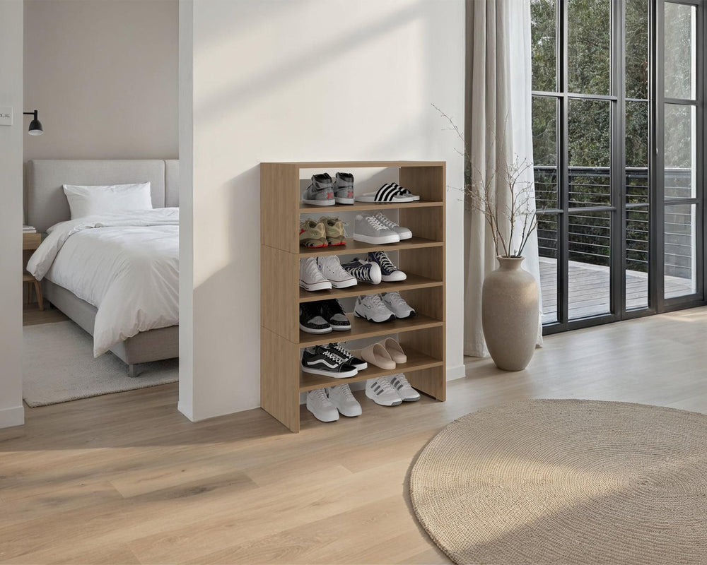English Elm Fm Furniture Houston Four Shelf Shoe Rack Wenge Engineered Wood Entryway Organizer B128S00268