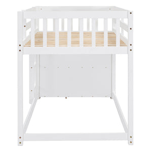 English Elm Twin Over Bunk Bed with Four Storage Drawers Open Shelving Kids Bedroom White LT000167AAK-1