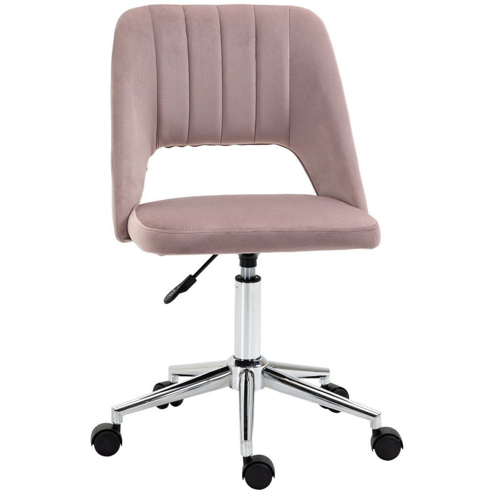 English Elm Vinsetto Chic Pink Velvet Mid Back Office Chair - Stylish Armless Swivel Desk Chair For Home Comfort W2225P217490-GIGA