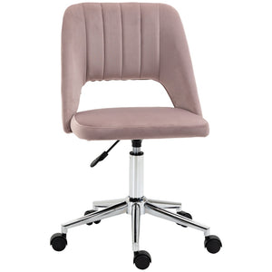 English Elm Vinsetto Chic Pink Velvet Mid Back Office Chair - Stylish Armless Swivel Desk Chair For Home Comfort W2225P217490-GIGA