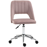 English Elm Vinsetto Modern Mid Back Office Chair With Velvet Fabric, Swivel Computer Armless Desk Chair With Hollow Back Design For Home Office, Pink