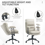 English Elm Homcom Pu Leather Office Chair, Office Desk Chair, Task Computer Chair With Swivel Wheels, Adjustable Height, Double-Tier Padded, Light Gray