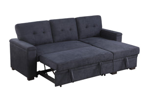 English Elm Jardin Woven Beige Sectional Sleeper Sofa with Reversible Storage Chaise for Living Rooms B2749S00246