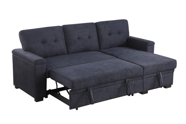 English Elm Jardin Woven Beige Sectional Sleeper Sofa with Reversible Storage Chaise for Living Rooms B2749S00246