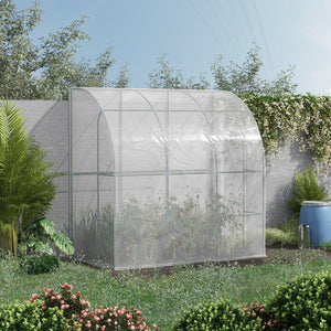 English Elm Outsunny Walk-in Lean-to Greenhouse with Pe Cover Roll-up Window and Ground Stakes W2225P217644