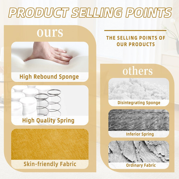 English Elm UNITED Folding Sofa Bed with Removable Cover Zipper, Chenille Memory Foam Sleeper for Small Spaces Yellow W1568P293806