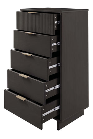 English Elm Granville 24" Charcoal Gray 5-Drawer Chest With Gold Handles & Organizer For Stylish Storage Solutions B365S00072