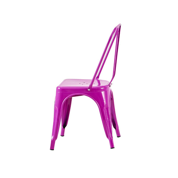 English Elm Set Of 2 High Gloss Purple Metal Dining Chairs - Stackable, Lightweight, Easy-Clean, Modern Design B347P383107-GIGA