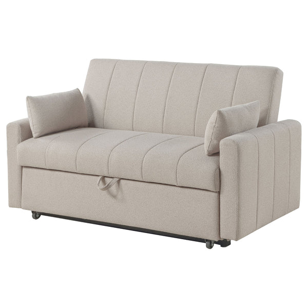 English Elm Westwind Bouclé Channel Tufted Sleeper Sofa with Pull Out Bed for Guest Rooms Beige B062P451684