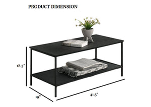 English Elm Rustic 3pc Table Set with Wrought Metal Abstract Side Panels Engineered Wood Tops Durable Charm Black 47 L x 21 W x 5 H B2741P392068