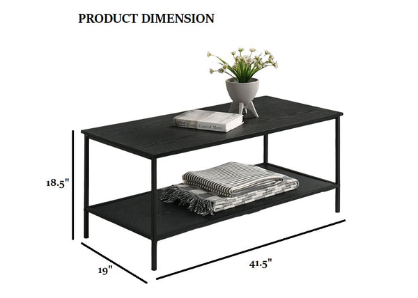 English Elm Rustic 3pc Table Set with Wrought Metal Abstract Side Panels Engineered Wood Tops Durable Charm Black 47 L x 21 W x 5 H B2741P392068