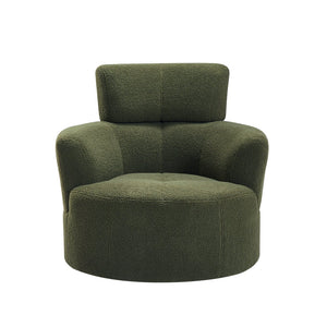 English Elm 360° Swivel Chair - Cozy Upholstered Barrel Accent Chair With Adjustable Headrest For Modern Living Spaces N719P272676F