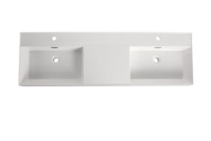 English Elm 60 Inch Bathroom Resin Sink Gloss White GRB60120DMO – Durable Modern Resin Top, Sleek Contemporary Design, Long-Lasting Finish W99970319