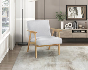 English Elm Modern Mid-Century Accent Chair Walnut Frame with Textured Linen Upholstery and Cushioned Seat Comfortfulness Gray,Natural 26.5 L x 23.5 W x 10 H B011P308037
