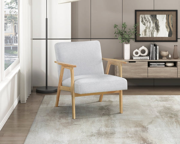 English Elm Modern Mid-Century Accent Chair Walnut Frame with Textured Linen Upholstery and Cushioned Seat Comfortfulness Gray,Natural 26.5 L x 23.5 W x 10 H B011P308037