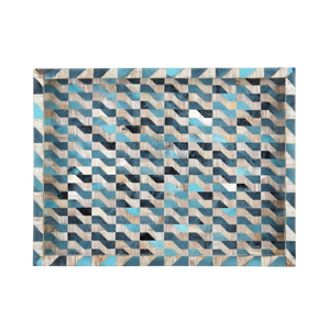 Ezra Tray - Handcrafted Blue and Brown Decorative Tray of Bone and Horn for Stylish Home Accents