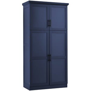 English Elm [assembly Included] Topmax Shaker Pantry Cabinet Tall Mdf Kitchen Storage with Pull-out Trays Blue SP000099AAC