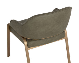Sunpan MALACHI Dining Armchair - Luxurious Ivanhoe Pine Faux Leather with Gold Stainless Steel Base 112444