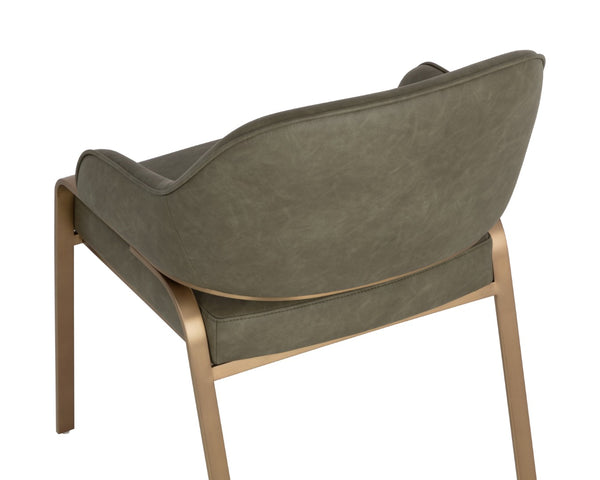 Sunpan MALACHI Dining Armchair - Luxurious Ivanhoe Pine Faux Leather with Gold Stainless Steel Base 112444