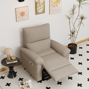 English Elm Power Lift Recliner Velvet Chair with Extended Footrest and Cup Holders for Elderly W1028S00062