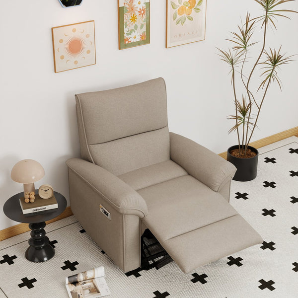 English Elm Power Lift Recliner Velvet Chair with Extended Footrest and Cup Holders for Elderly W1028S00062