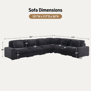 English Elm Sloane Charcoal Corduroy Reversible L-Shape Modular Sectional Sofa For Stylish Living Spaces B061S00923-GIGA