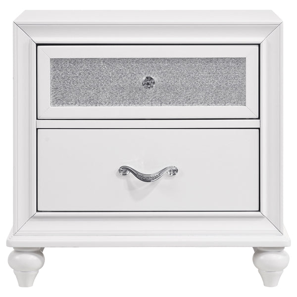 English Elm Randall Glam Queen Bedroom Set Tufted Leatherette Bed Dresser Mirror Nightstand B062S01416