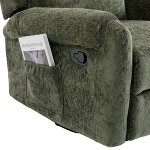 English Elm Manual Recliner Swivel Rocker Massage Chair Chenille Nursery and Living Room Seat Green N763P347287F