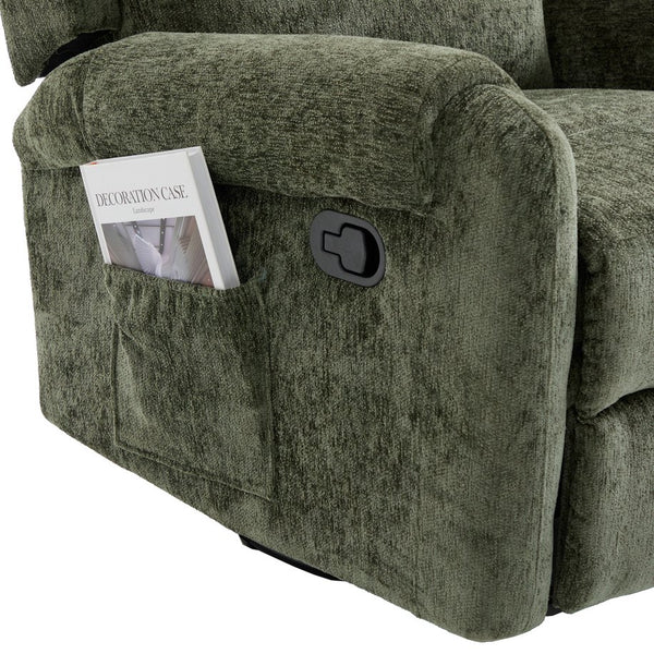 English Elm Manual Recliner Swivel Rocker Massage Chair Chenille Nursery and Living Room Seat Green N763P347287F