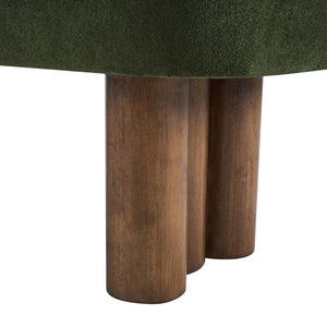 English Elm Indoor Boucle Upholstered Bench with Walnut Legs Textured Khaki Dining Seating Green,Walnut N779P390675G
