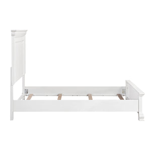 English Elm White Wood Queen Bed Frame with Tall Paneled Headboard for Traditional Bedroom B011S02480