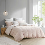 INK+IVY Kara  3 Piece Cotton Jacquard Duvet Cover Set II12-1151 Blush