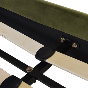 English Elm Jennifer Taylor Home - Aspen Modern Platform Bed Set In Olive Green Velvet - Vertical Tufted Headboard, Queen Size Comfort B2719P238512