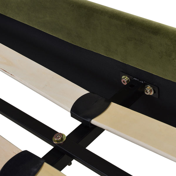 English Elm Jennifer Taylor Home - Aspen Modern Platform Bed Set In Olive Green Velvet - Vertical Tufted Headboard, Queen Size Comfort B2719P238512