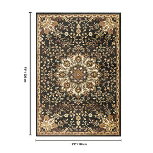 English Elm Classic Medallion Area Rug Low Pile Ornate Symmetrical Design for Dining Living Rooms B186P452298