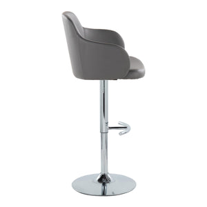 English Elm Boyne Adjustable Barstool Set Of 2: Stylish Grey Faux Leather With Chrome Base & 360° Swivel Comfort B202S00748