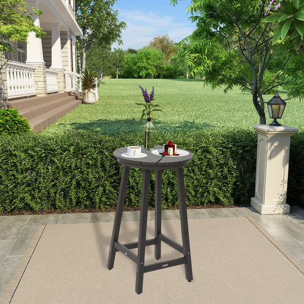 English Elm Patio Square Bar Table Weather Resistant Hips Wood Grain Finish for Deck or Pool T3609P482829