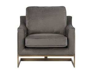 Sunpan Kalmin Lounge Chair - Stylish Deep Seating with Cushioned Back and Rustic Bronze Frame for Comfort Piccolo Pebble