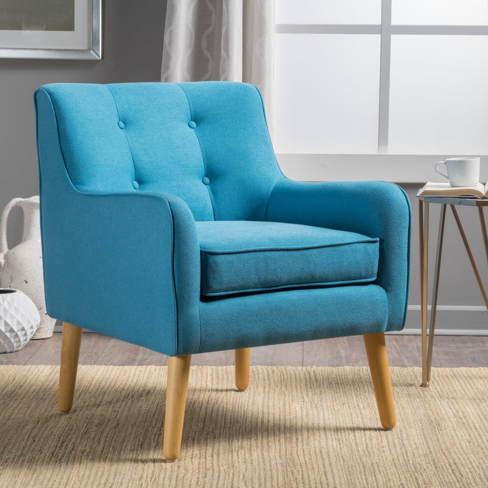 English Elm Arm Chair Tufted Mid-century Accent Seat with Rubberwood Legs for Living Room 60015.00TEL