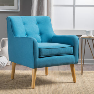 English Elm Arm Chair Tufted Mid-century Accent Seat with Rubberwood Legs for Living Room 60015.00TEL