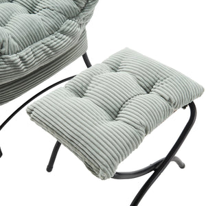 English Elm Lazy Chair Plush Ottoman Lounge Chair with Ergonomic Back, Side Pocket, Steel Frame Comfort Light Green W640P271556