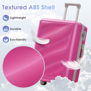 English Elm Luggage 3 Piece Hardshell Abs Set with Spinner Wheels Tsa Lock Travel Ready Pink N730P304620P