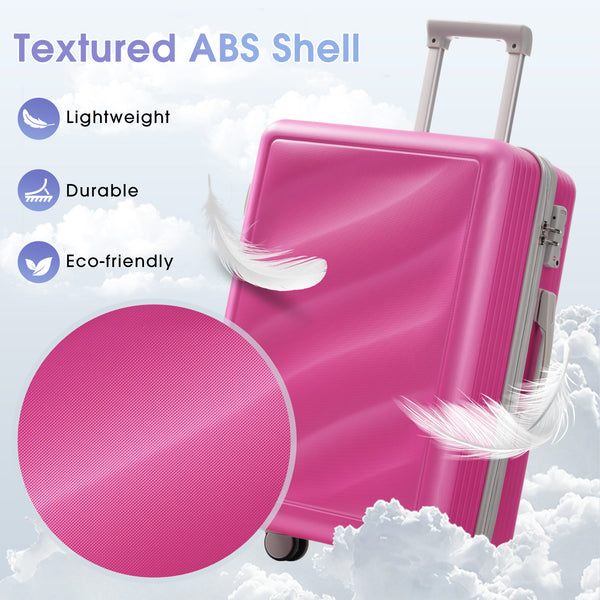 English Elm Luggage 3 Piece Hardshell Abs Set with Spinner Wheels Tsa Lock Travel Ready Pink N730P304620P